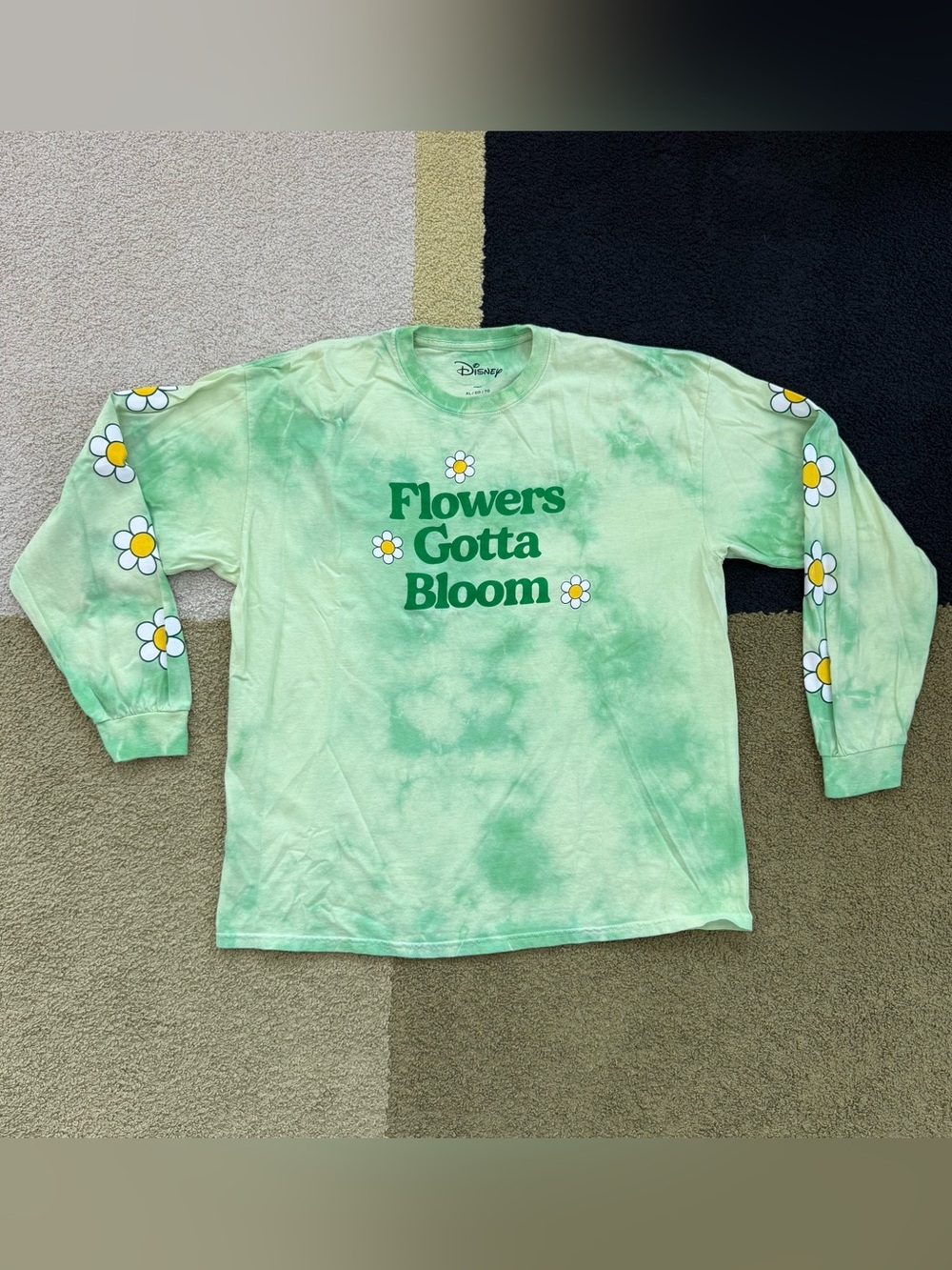 Disney Green Tie-Dye 'Flowers Gotta Bloom' Long Sleeve Tee